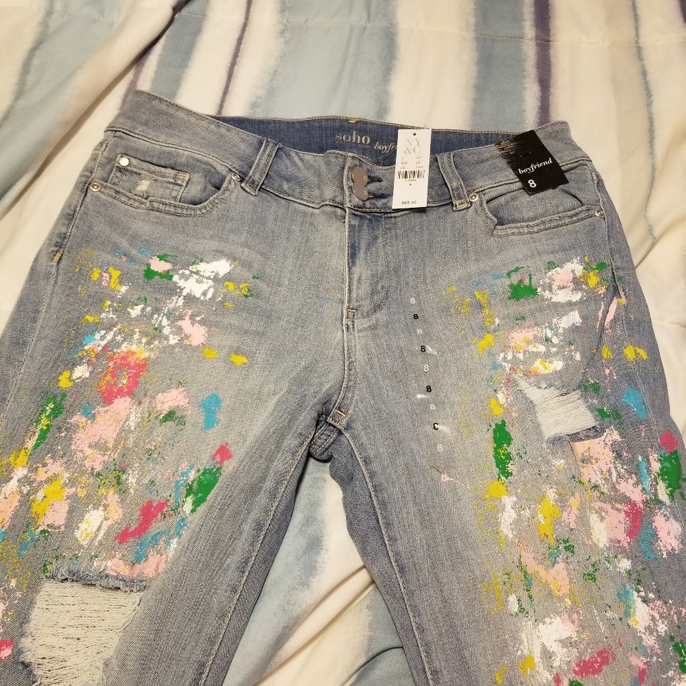 NY & Co Paint Splatter Jeans With Stretch sz 10 - Picture 8 of 8